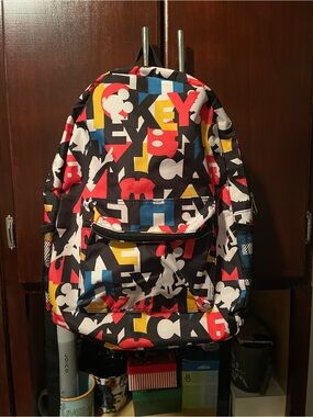 Disney Black Multicolor Mickey Graphic Kids Backpack